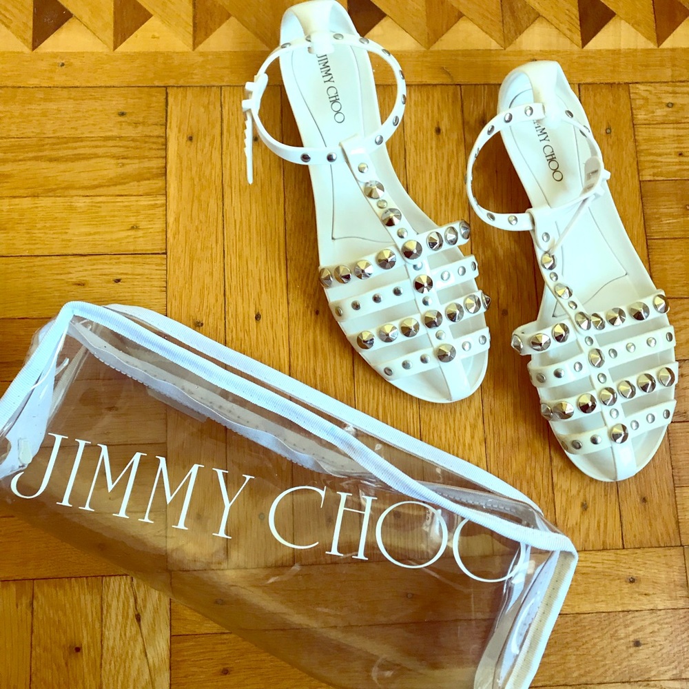 Jimmy Choo Jenny Rubber Sandals, Size 38